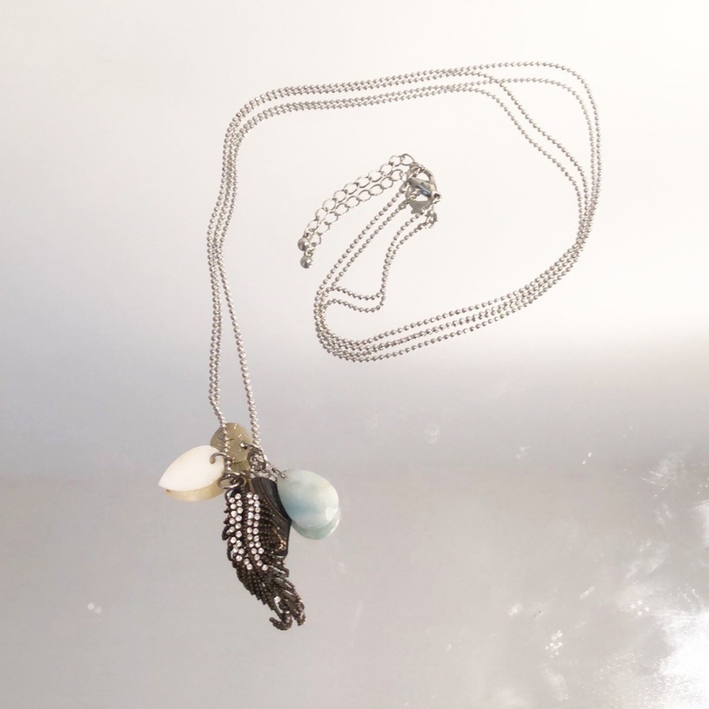 American Eagle Long feather charm necklace